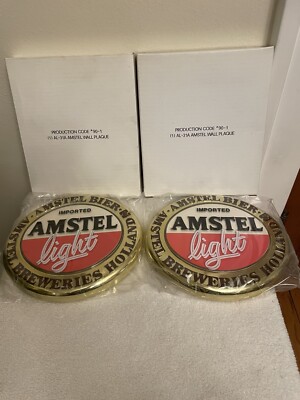 Vintage Amstel Light Beer / Bier  Bar Sign Wall Plaque New In Box 9x8 - Lot of 2