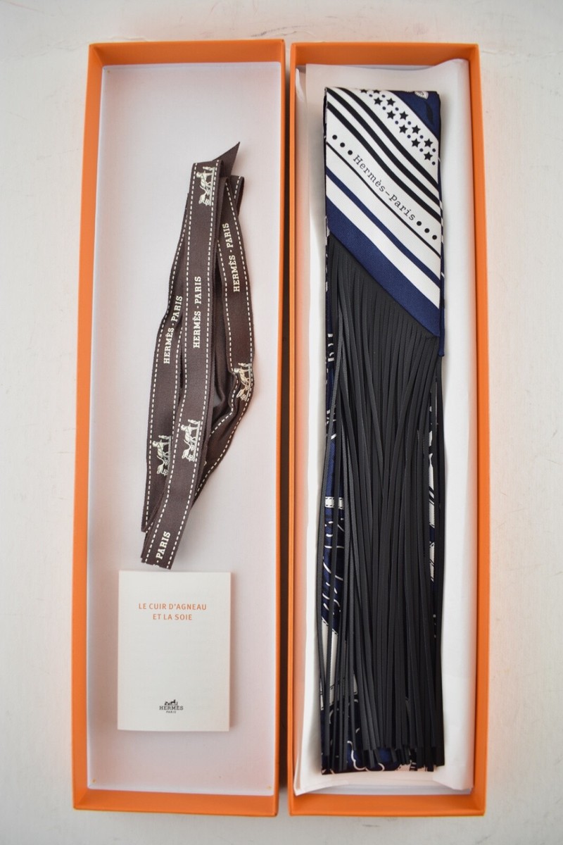 Hermes Scarf Twilly Festival Des Amazones Bandana Blue Noir Black