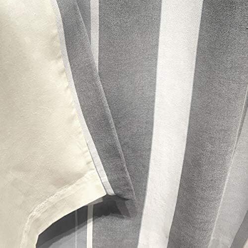 Fusion White & Grey Stripe Eyelet Curtains 90 x 90" (229 x 229cm), 100% Cotton, - Picture 3 of 4