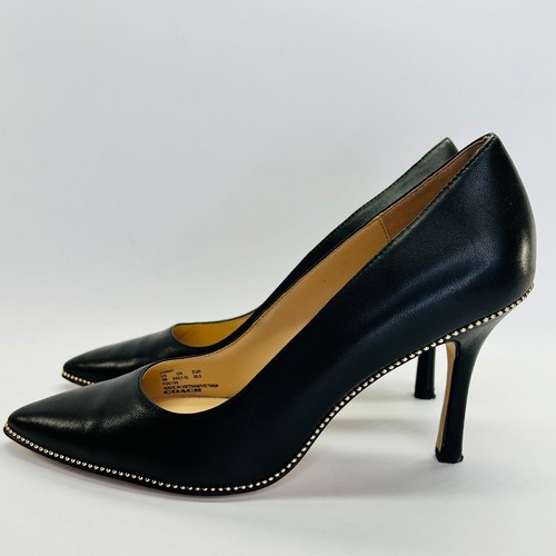 Coach Samantha Leather Black Pump Size 8B Studded Pointed Toe High Heel - Afbeelding 5 van 20
