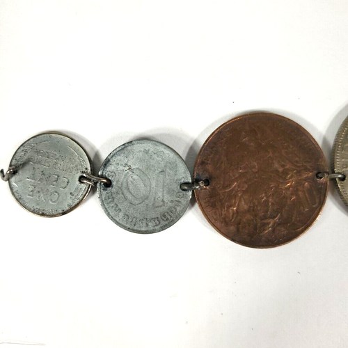 WWII Ära Bettel Münze Armband Weizen Penny Deutsch Belgisch Britisch Kanadisch Frankreich - Bild 7 von 9