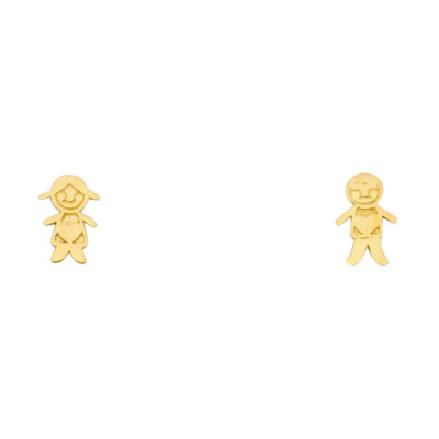 14K Echtgold Niedliche Baby Mädchen und Baby Junge Ohrstecker