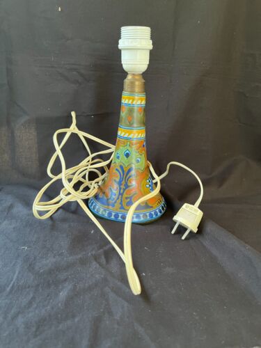 ancien pied de lampe en faïence hollandaise Gouda . Vers 1920. Plusieurs marques. décor rhodien - Photo 10 sur 10