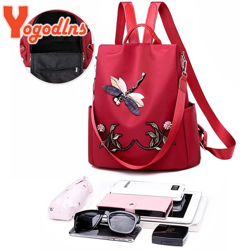 Yogodlns Fashion Embroidery Backpack Women Waterproof Oxford Travel Bag Large - Picture 18 of 26