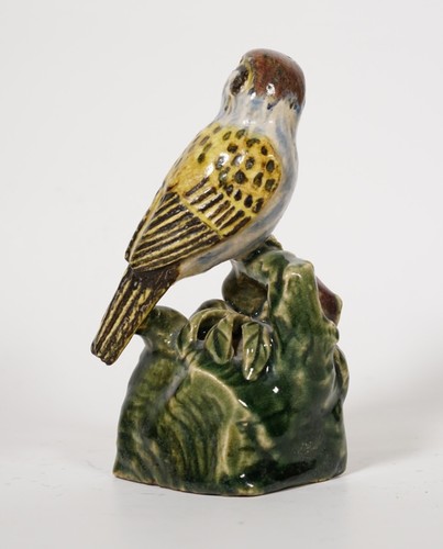 Uccellino in ceramica cinese Shiwan - marchio in ceramica studio quattro caratteri 20a maiolica - Foto 6 di 12