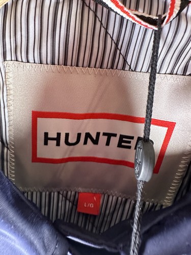 Hunter Water Resistant Stacy Rain Trench Coat Navy Knee Length Preppy New Large - Picture 5 of 18