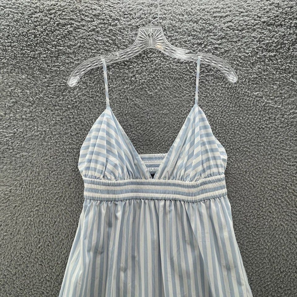 Vestido Banana Republic Grande Azul Rayas Popelina Preppy Náutico Solero Midi Foto 2 de 4