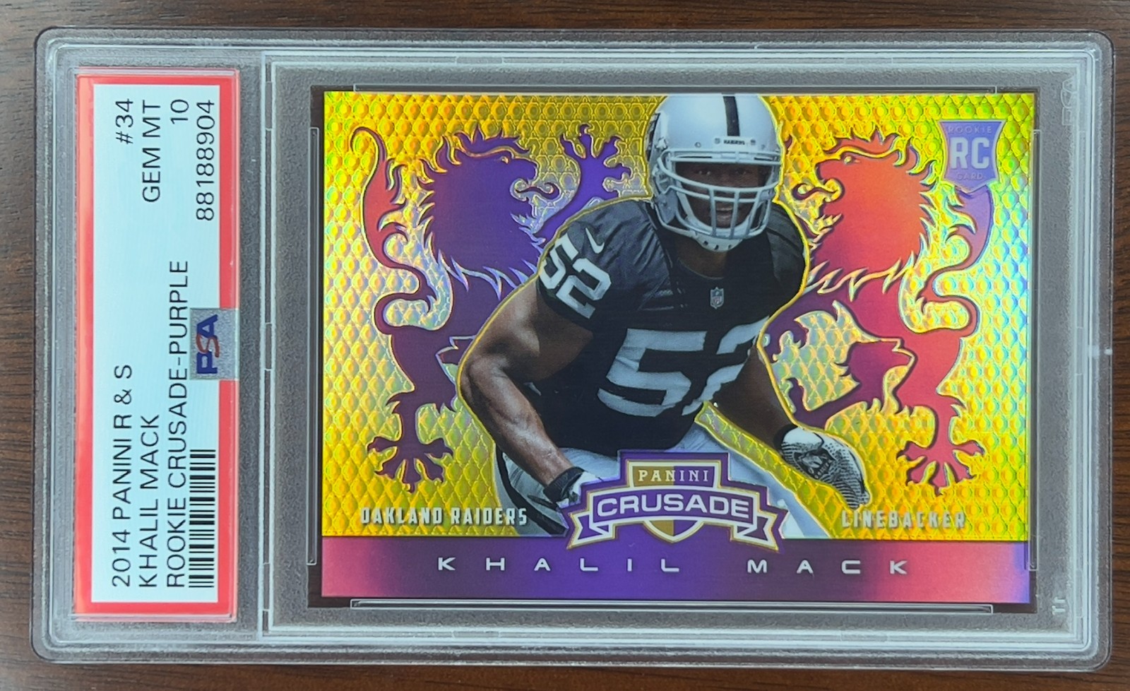 Khalil Mack Panini Rookies & Stars Rookie Crusade #34 Purple