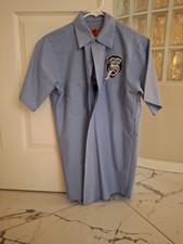 RED KAP Gas Monkey Bar N Grill Dallas TX Mens M BLUE Work Shirt Mechanic Style