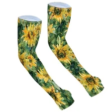 Gardening Sleeves for Women Farm Sun Protection Thorn Proof 01-sunflower-green