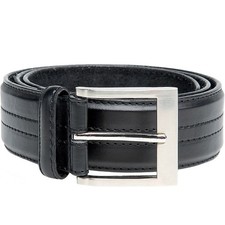 Image of Duke D555 Mens Harley Big Tall Four Line Stitched Leather Belt - Black