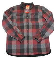 Rugged Elements Fleece Lined Flannel Shirt Shacket Medium Plaid Lumberjack NWT