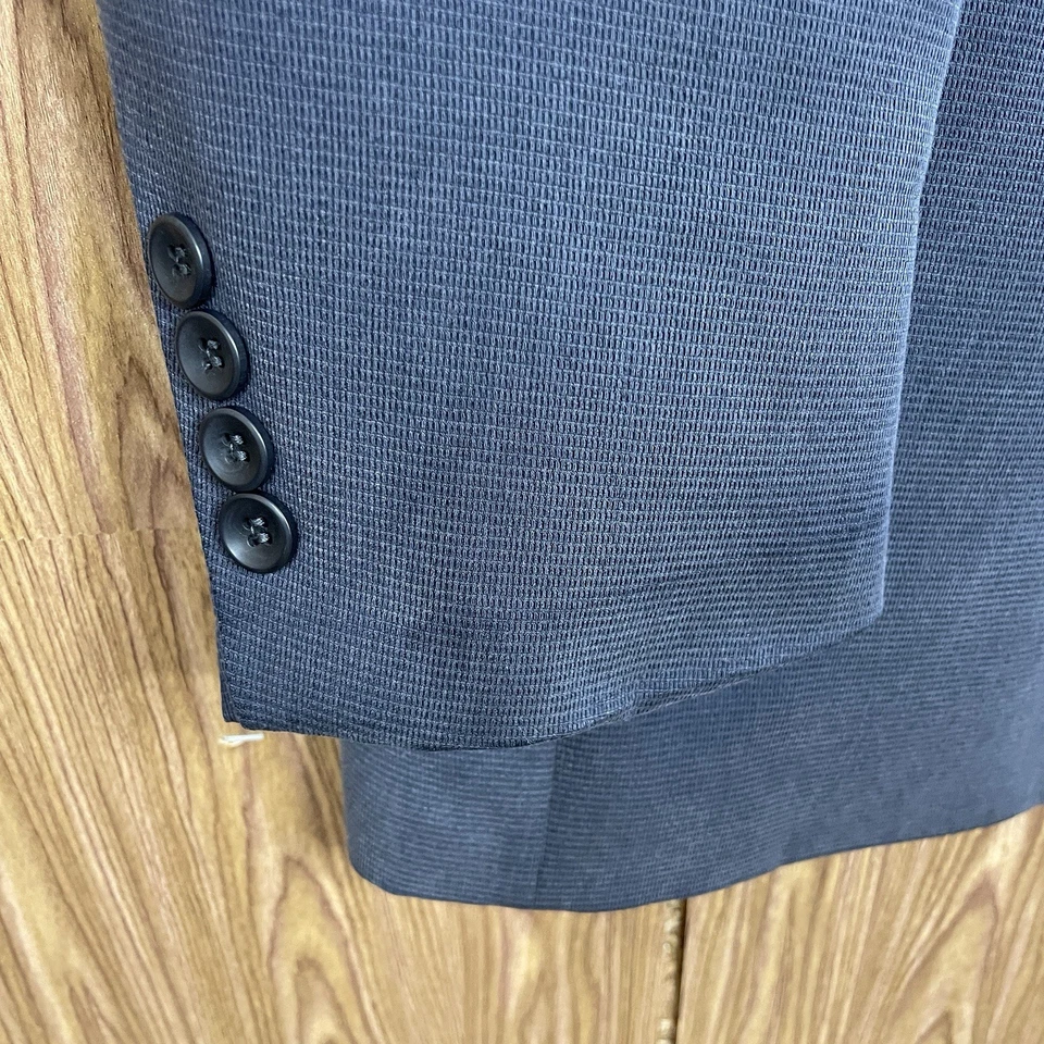 Abrigo Deportivo Geoffrey Beene Para Hombre 42L Azul Tencel Poliéster Tres Botones Foto 4 de 4