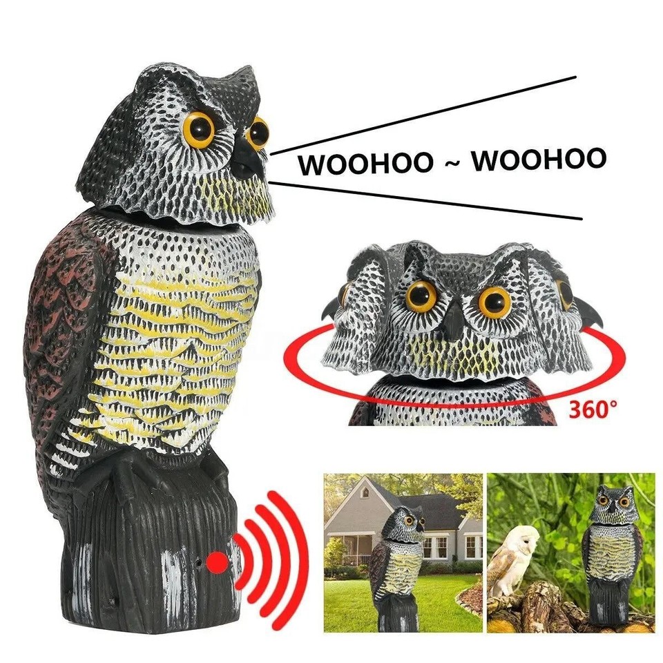 Owl Decoy Statue Protect Garden Yard Scare Birds Away Pigeon Scarecrow Repellent