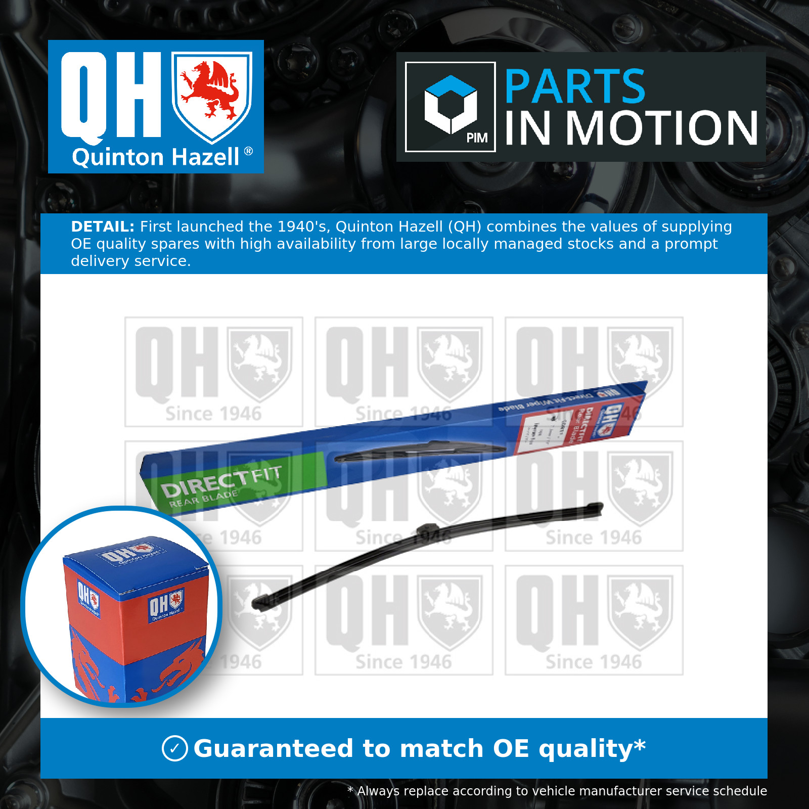 Rear Wiper Blade QDR115 Quinton Hazell 8R0955425 Genuine Top Quality Guaranteed