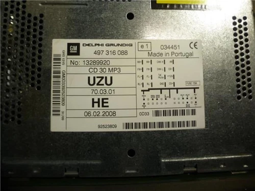 13289920 Sistema Audio/Radio Cd para OPEL CORSA D * 2009 100753 - Imagen 2 de 2