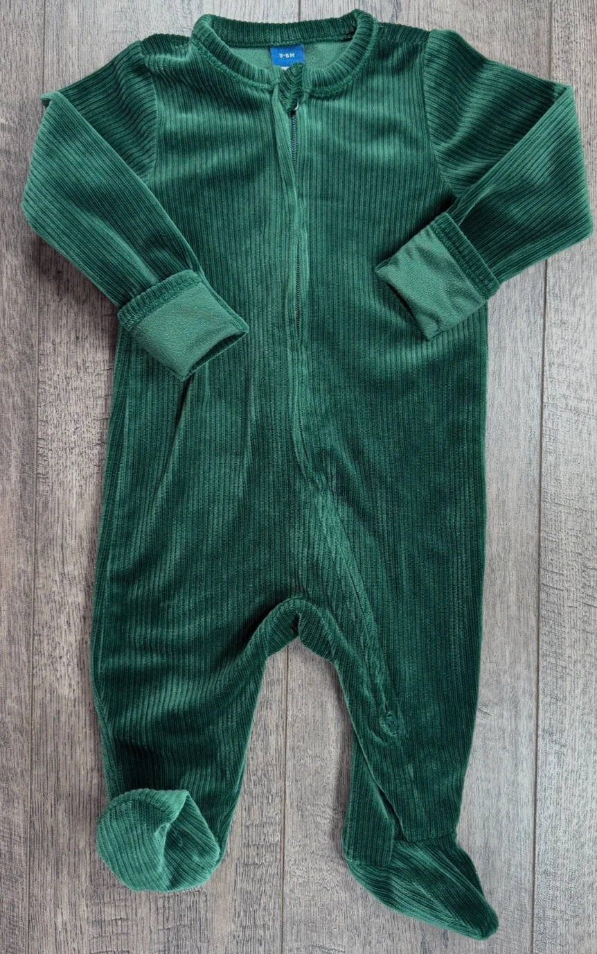 Baby Girl Clothes Nwot Old Navy 3-6 Month Green Ribbed Super Soft Footed Outfit