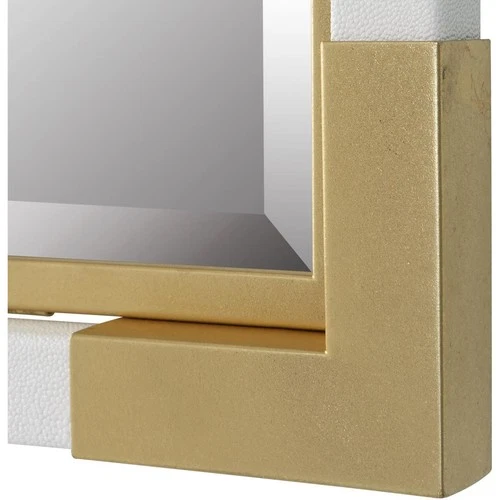 Uttermost 09879 Malik 39 X 27 inch White Faux Shagreen and Gold Leaf Mirror - Picture 5 of 6