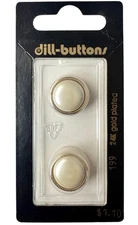 Buttons Ivory PearIescent 5/8" Gold Edge Round Shank 2-Pack Vintage Dill Germany
