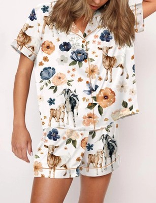 Goat Farm Floral Silky Satin Pajama Set For Women