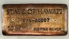 10 oz Silver Bar .999 Fine Poured Hawaii Vintage Toned Pure Silver Serial #0007