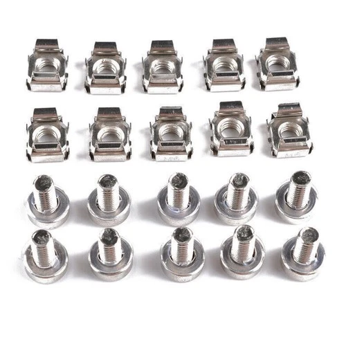 10Sets Durable Metal Nickel Plated Cage Nuts & Screws For Server Rack Cabinet g