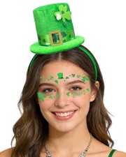 Asekonc St. Patrick's Day Headband Leprechaun Hat Green Top One Size,