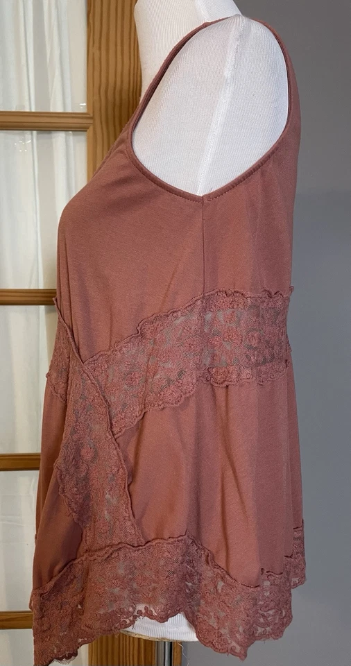 Y2K Rue21 Junior's Майка Cami M розовато-лиловый цветочный кружевной отделки романтический Clubwear богемное - Изображение 3 из 4