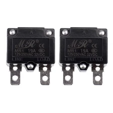 ZOOKOTO 2Pcs 125/250V AC 32V DC Thermal Circuit Breaker 19amp AUTO Reset... 
