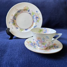 Royal Doulton Joyce V1783 Tea Trio 1940s Vintage Art Deco Cup Saucer Side Plate