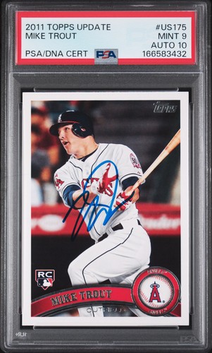 2011 TOPPS UPDATE #US175 MIKE TROUT ROOKIE RC PSA 9 DNA AUTO 10