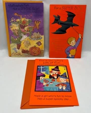 Lot ~ Vintage 1980's Halloween Greeting Cards w/Cut-Outs Unused Witches Bats