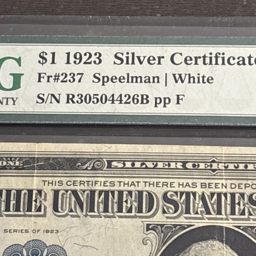 1923 $1 EXTREMELY Fine PMG 40 Speelman/White Silver Cert FR 237 Extremely Fine - Picture 3 of 12