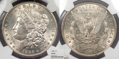 1886-S Morgan 1 Dollar (Silver) NGC AU-58 #US103283