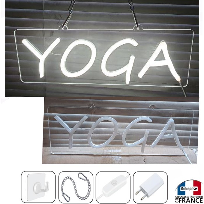 Néon LED Yoga transparent déco lumineuse murale à suspendre ou poser 40cm