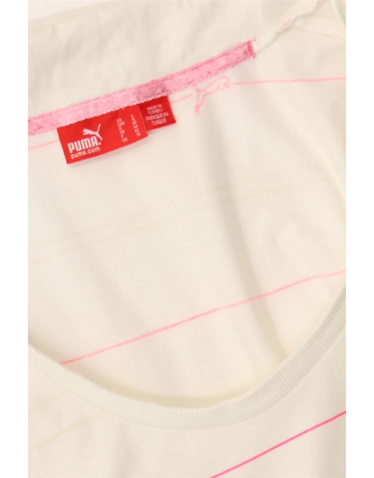 PUMA Womens Polo Shirt UK 14 Medium  White Striped Cotton DB05 - Image 3 of 4