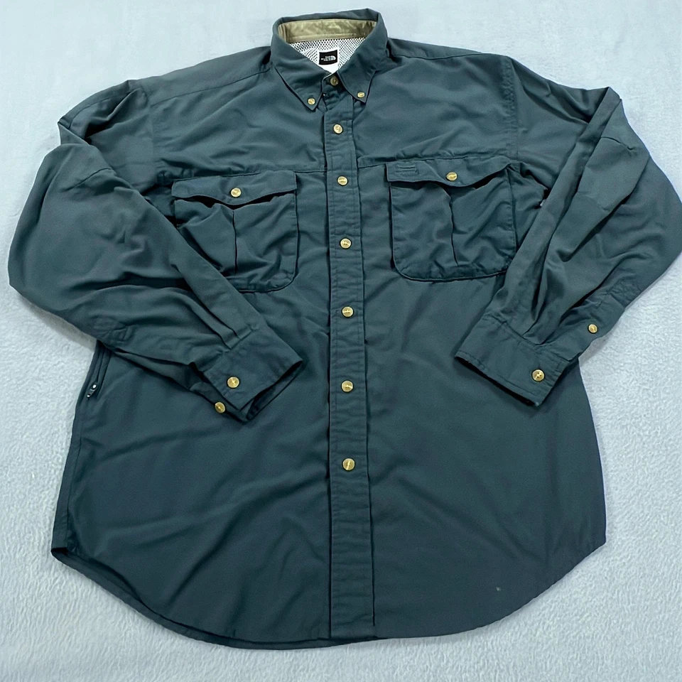 North Face Fishing Shirt Men Small Gray Button Down Vented Outdoor Hiking Pocket - Image 2 of 4