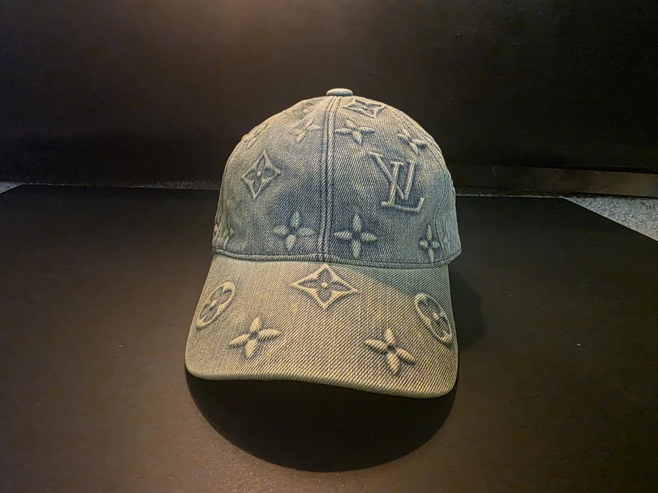 Louis Vuitton Blue Denim Baseball Cap with LV Monogram - Image 3 of 4