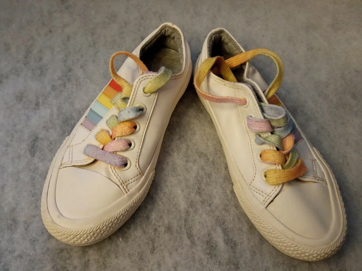 Next White Converse Style Childrens Shoes Size 13 Colour stripes