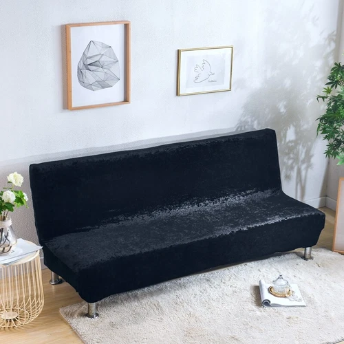 Samt Dick Futon Bezug Armlos Schlafsofa Bezug Stretch Klappcouch Schonbezug - Bild 36 von 37