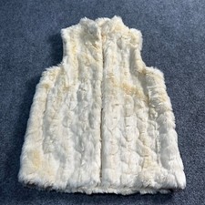 Papaya Vest Womens Small Beige Faux Fur Furry Front Hooks Lined Pockets Jacket