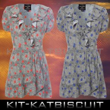 Topshop Kate Moss Blue Snake Spot Wrap Mini Tea Dress Size 8