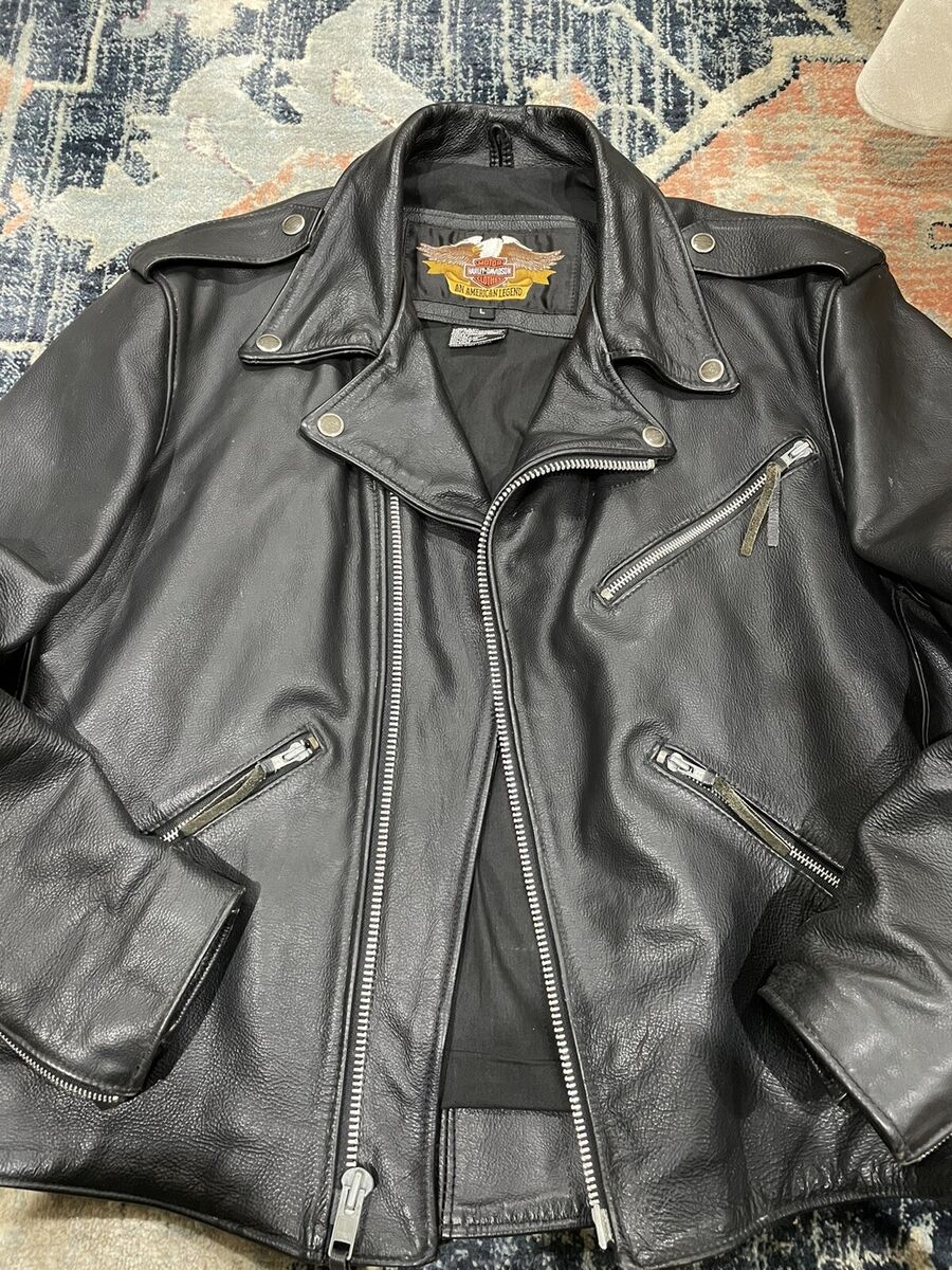 Vintage Harley Davidson CA03402 Leather Jacket-Black-Made in Vintage Harley Davidson CA03402 Leather Jacket-Black-Made in