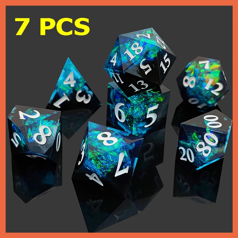 GU BEI TE RPG Würfel Set 7 teilig Poly D&D Polyedrisc DND Rollenspiel D4-D20 Tabletop Dice
