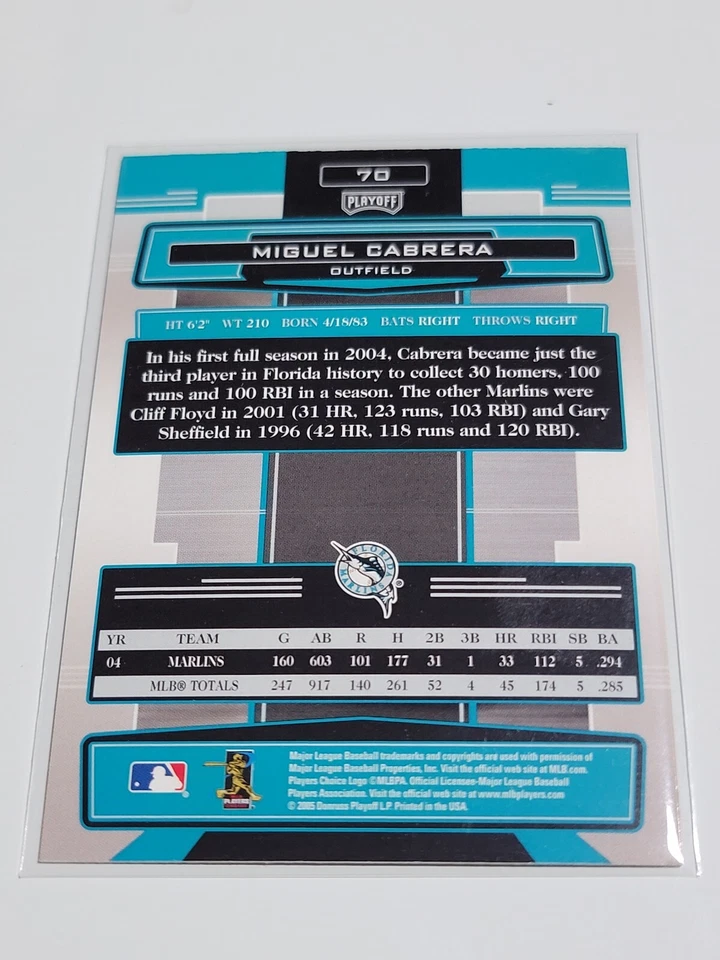 MIGUEL CABRERA 2005 Playoff Absolute #70.  MARLINS - Image 2 of 2