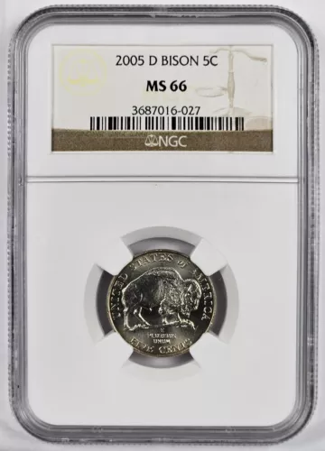 2005 D Jefferson Nickel *** NGC MS 66 *** Bison