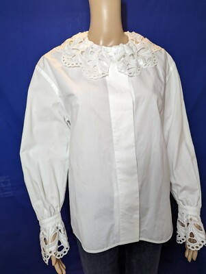 Sandro White Lace Collar Blouse Sz 2 ( M)