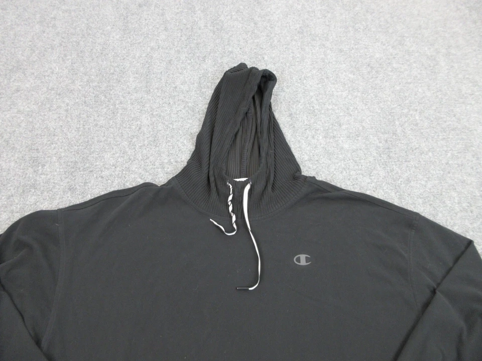 Champion Suéter Mujer Extra Grande Negro Logo Acanalado Sudadera Exterior Sudadera con Capucha Foto 2 de 4