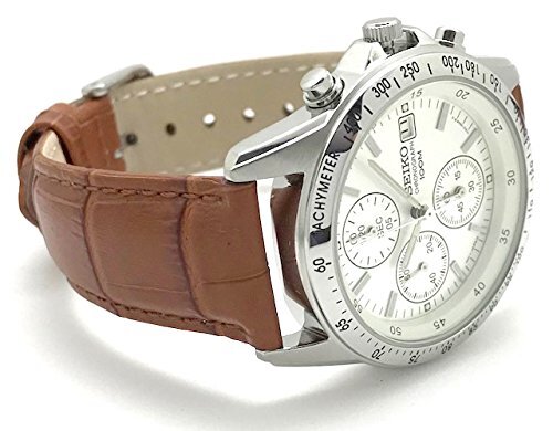 SEIKO Chronograph Watch Genuine Leather Belt White Light SEIKO Chronograph Watch Genuine Leather Belt White Light