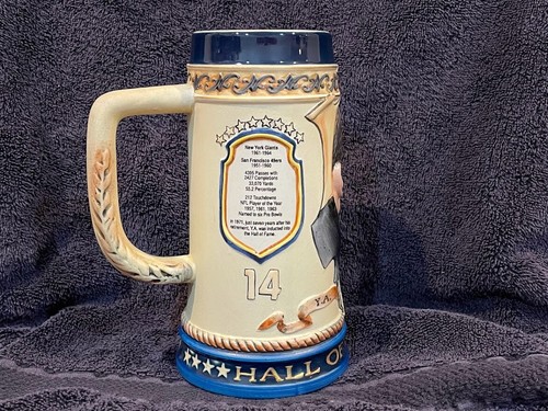 RARE Y.A. Tittle QB Legends Hall of Fame Series Ceramic Tankard, New York Giants - Picture 3 of 4